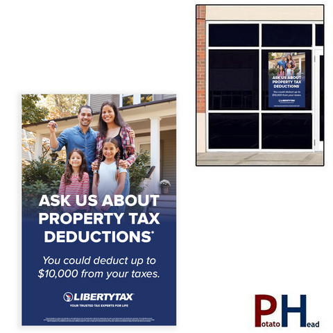 "Property Tax Deductions"| Window Cling or Window Banner | Vertical/Portrait (24"W X 36"H) [2024]