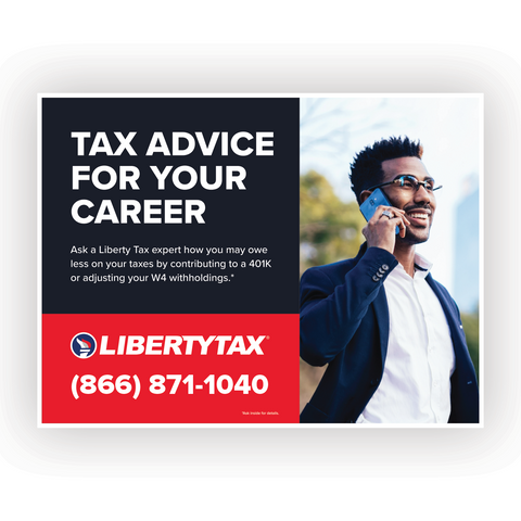 "TAX ADVICE FOR YOU CAREER" | Lawn Sign (w/ H-Stake) | Update Phone # & Choose Quantity [2024]