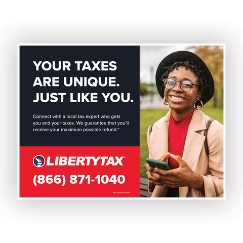 "TAXES ARE UNIQUE" | Lawn Sign (w/ H-Stake) | Update Phone # & Choose Quantity [2024]
