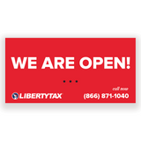 "We Are Open" | Outdoor Banner | Choose Color (Red, Blue, Navy), Size, Features, Input Phone # [2023]