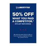 "50% Off Competitor" (Choose Color) | Window Cling or Window Banner | Vertical/Portrait (24"W X 36"H) [2023]
