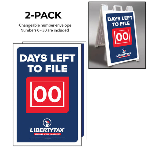 "DAYS LEFT TO FILE" Torch Logo (Countdown) | A-frame Sign Panels (1 Set of 2 Panels) [2022]