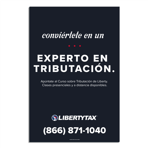 LIBERTY TAX | Be a TAX PRO SPANISH (Blue) | Choose Poster or Canvas Wrap | Vertical/Portrait (24"W X 36"H) [2022] (NOT CUSTOM)