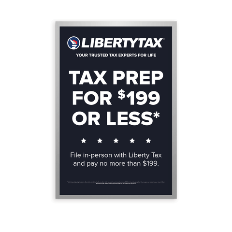 "Tax Prep for $199 or less"| Light Box Panel | Choose Amount | Vertical/Portrait (24"W X 36"H) [2024]