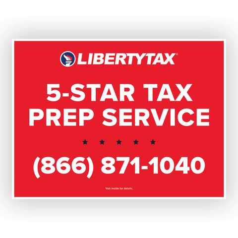 "5 STAR TAX PREP"| Lawn Sign (w/ H-Stake) | Update Phone # & Choose Quantity [2024]