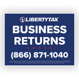 "BUSINESS RETURNS" (Update Phone #) | Lawn Sign (w/ H-Stake) | Choose Color & Quantity | 2024