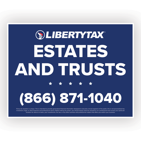 "ESTATES AND TRUSTS" (Update Phone #) | Lawn Sign (w/ H-Stake) | Choose Color & Quantity [2024]