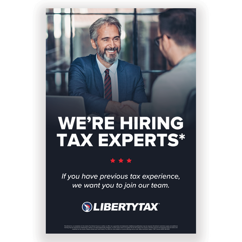 TAX SCHOOL "WE'RE HIRING"  | Choose Poster or Canvas Wrap | Vertical/Portrait (24"W X 36"H) [2023]