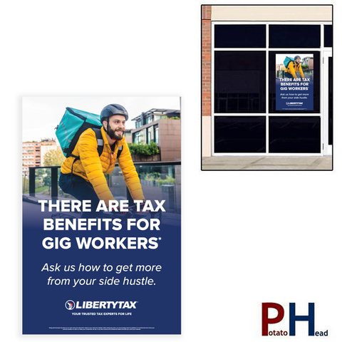 "Tax Benifits for Gig Workers"| Window Cling or Window Banner | Vertical/Portrait (24"W X 36"H) [2024]
