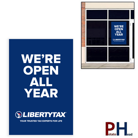 "WE ARE OPEN" | Window Cling or Window Banner | Vertical/Portrait (24"W X 36"H) [2024]