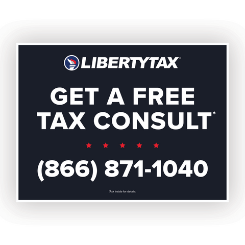 "FREE TAX CONSULT" | Lawn Sign (w/ H-Stake) | Update Phone # & Choose Quantity [2024]