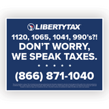 "WE SPEAK TAXES" (W/ Phone #)| Lawn Sign (w/ H-Stake) | Choose Color & Quantity [2024]