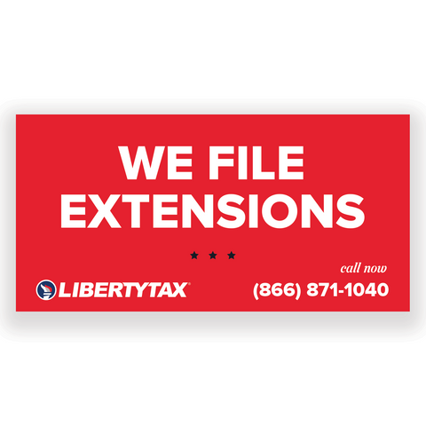 "We File Extensions" | Outdoor Banner | Choose Color (Red, Blue, Navy), Size, Features, Input Phone # [2023]