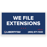 "We File Extensions" | Outdoor Banner | Choose Color (Red, Blue, Navy), Size, Features, Input Phone # [2023]