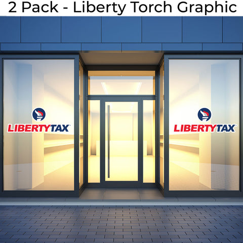 LIBERTY TAX TORCH | WINDOW DECAL | For Large Window Panels - Indoor/Outdoor  | 2 Pack