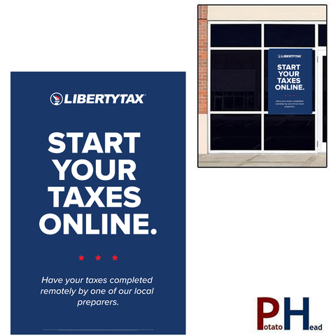 "Virtual Tax Pro" (Choose Color) | Window Cling or Window Banner | Vertical/Portrait (24"W X 36"H) [2023]