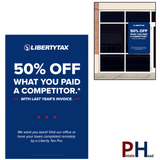 "50% Off Competitor" (Choose Color) | Window Cling or Window Banner | Vertical/Portrait (24"W X 36"H) [2023]