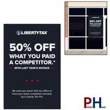 "50% Off Competitor" (Choose Color) | Window Cling or Window Banner | Vertical/Portrait (24"W X 36"H) [2023]