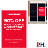 "50% Off Competitor" (Choose Color) | Window Cling or Window Banner | Vertical/Portrait (24"W X 36"H) [2023]