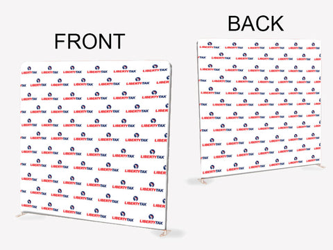 Step & Repeat (Liberty Tax Logos - Double Sided) | 8'W x 8'H Room Divider (for Privacy) | Choose Insert or Freestanding with Hardware Frame
