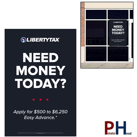 Need Money Today | Window Cling or Window Banner | Vertical/Portrait (24"W X 36"H) [2023]