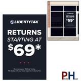 "RETURNS STARTING AT $69" (Choose Color) | Window Cling or Window Banner | Vertical/Portrait (24"W X 36"H) [2023]