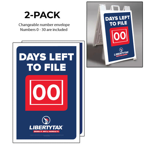 2 pack -- Torch Logo Days left to file countdown - A-frame sign panels | 2022