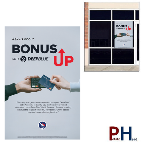 BONUS UP with Deep Blue | Choose Window Cling or Window Banner [2023]
