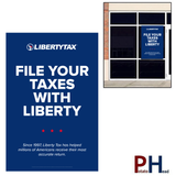 File Your Taxes With Liberty  | Window Cling or Window Banner | Vertical/Portrait (24"W X 36"H) [2023]