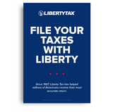 File Your Taxes With Liberty  | Window Cling or Window Banner | Vertical/Portrait (24"W X 36"H) [2023]