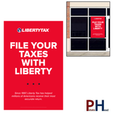 File Your Taxes With Liberty  | Window Cling or Window Banner | Vertical/Portrait (24"W X 36"H) [2023]