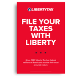 File Your Taxes With Liberty  | Window Cling or Window Banner | Vertical/Portrait (24"W X 36"H) [2023]