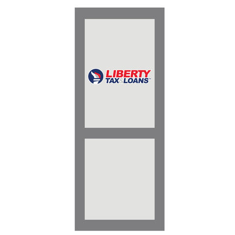 Liberty Tax and Loans (Torch Logo - Left) | Stacked Front Door Decal | Exterior Installation