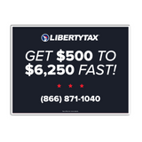 Custom Easy Advance "Get $500-$6250 Fast" (W/ Phone #) | Lawn Sign (w/ H-Stake) | Choose Color & Quantity
