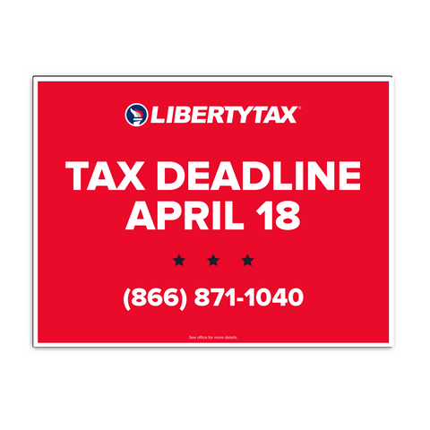 Custom Tax Deadline (W/ Phone #) | Lawn Sign (w/ H-Stake) | Choose Color & Quantity | 2023