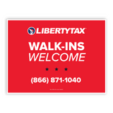 "WALK-INS WELCOME" (Update Phone #) | Lawn Sign (w/ H-Stake) | Choose Color & Quantity | 2023