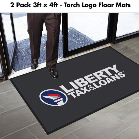 NEW Liberty ["Tax And Loan" Design] | Logo Floor Mat (Gray) | 2 pack
