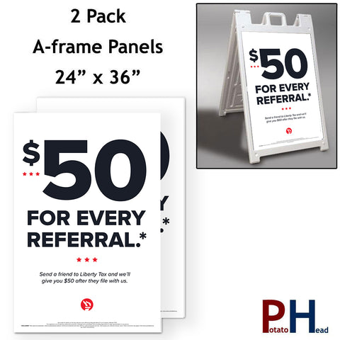 A-frame panels 2 pack - 50 For Every Referral (white)- SAF
