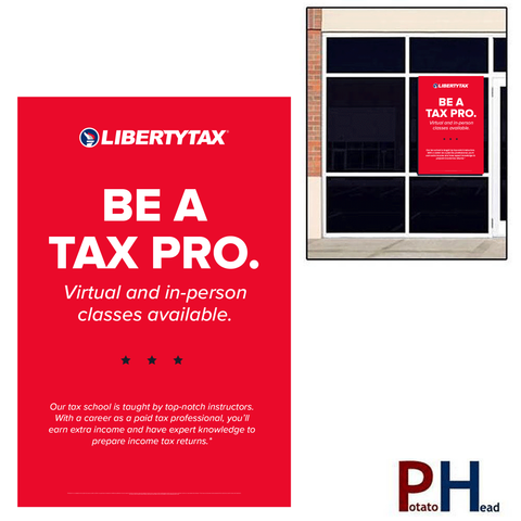 Tax School | Window Cling or Window Banner | Vertical/Portrait (24"W X 36"H) [2022]