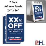 Discount XX% Off What You Paid a Competitor Last Year | Choose Your Discount (e.g., 20%, 30%, etc.) | A-Frame Panel (2 Pack)
