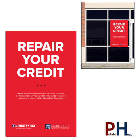 Credit Repair (Red) |  Cling or Window Banner | 24"W x 36"H  [2022]