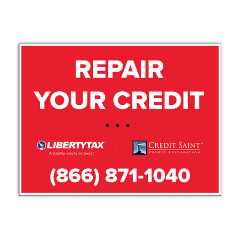 Credit Repair (RED) | 24"W x 18"H Lawn Sign w/ H-Stake(s)  [2022]