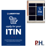 "Apply For Your ITIN" (Choose Color) | Window Cling or Window Banner | Vertical/Portrait (24"W X 36"H) [2023]