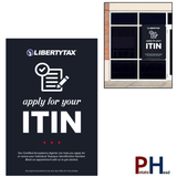 "Apply For Your ITIN" (Choose Color) | Window Cling or Window Banner | Vertical/Portrait (24"W X 36"H) [2023]