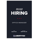 LIBERTY TAX | Now Hiring Position Specific | Poster | 24x36 Dark Blue | 2023