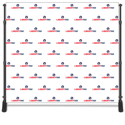 Step & Repeat (Liberty Tax Logos, Single Sided) | 8'W x 8'H Room Divider (for Privacy) | Choose Insert or Freestanding with Telescoping Hardware
