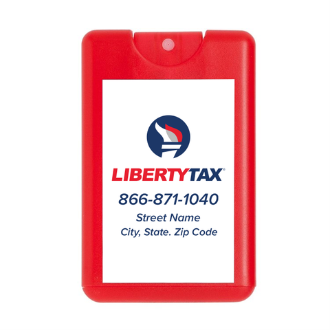 20ML Hand Sanitizer Spray (CC Shape) | Liberty Tax Logo + Personalized