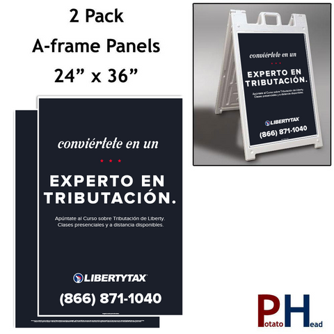 LIBERTY TAX | Be a Tax Pro- Spanish-A-frame sign panel 2 pack - 2022 (NOT CUSTOM)