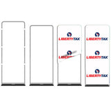 Torch Logo (White) | Tension Fabric Banner Stand (3ft Wide - Double Sided) | Room Divider for Privacy