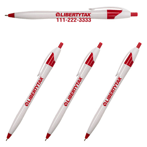 Customizable Liberty Torch Logo Click Pen - White / Red imprint- 1000 Pack
